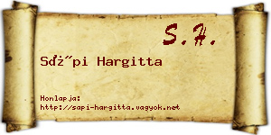 Sápi Hargitta névjegykártya